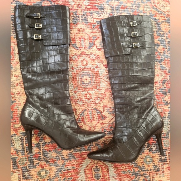 POLO RALPH LAUREN Jennison tall black leather boots with heels size 8.5B - Picture 4 of 11